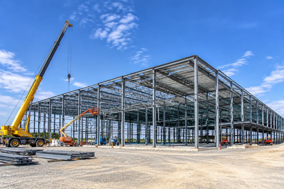 Industrial steel structure built by BuildCraft
